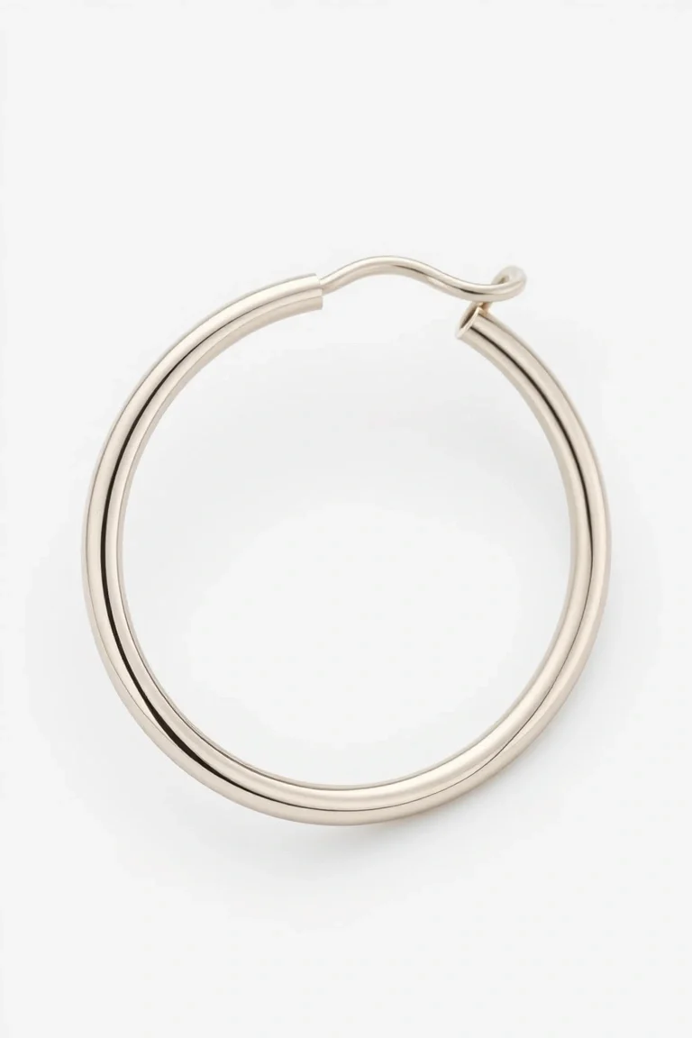 14K WHITE GOLD ROUND TUBE HOOP