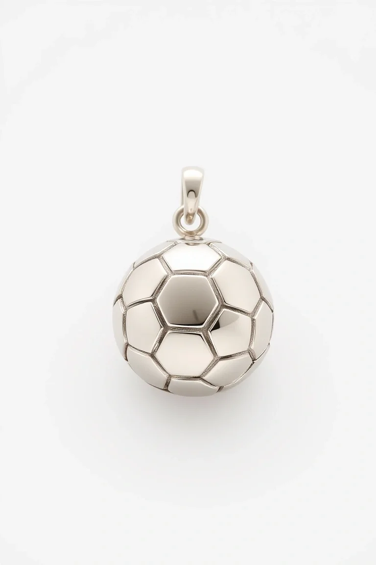 14K WHITE GOLD SOCCER BALL CHARM