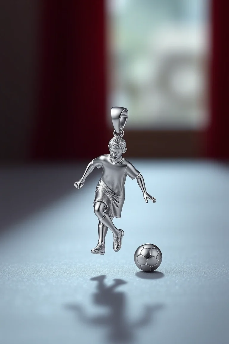 14K WHITE GOLD SOCCER PLAYER CHARM