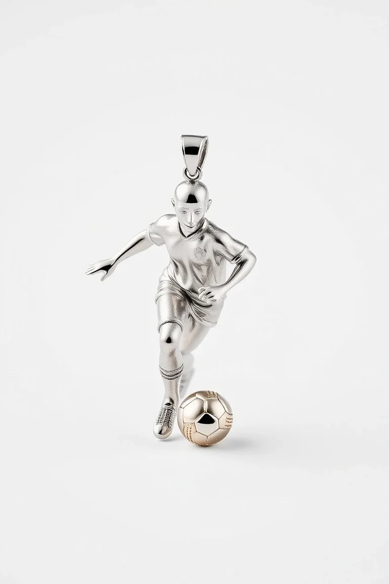 14K WHITE GOLD SOCCER PLAYER CHARM