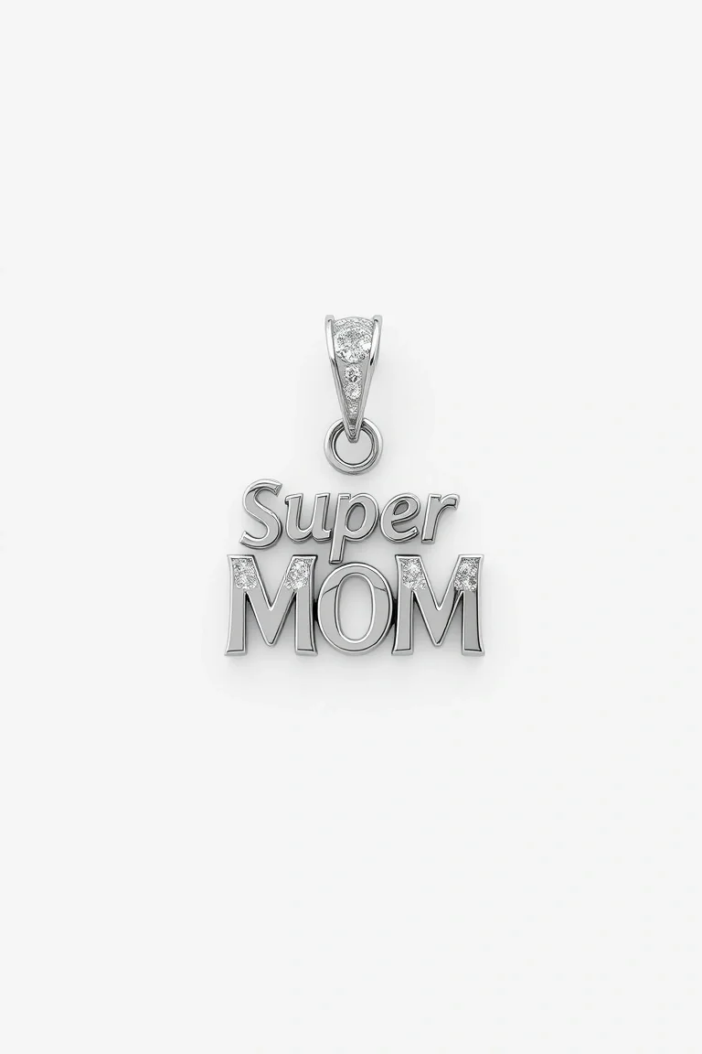 14K WHITE GOLD SUPER MOM CHARM