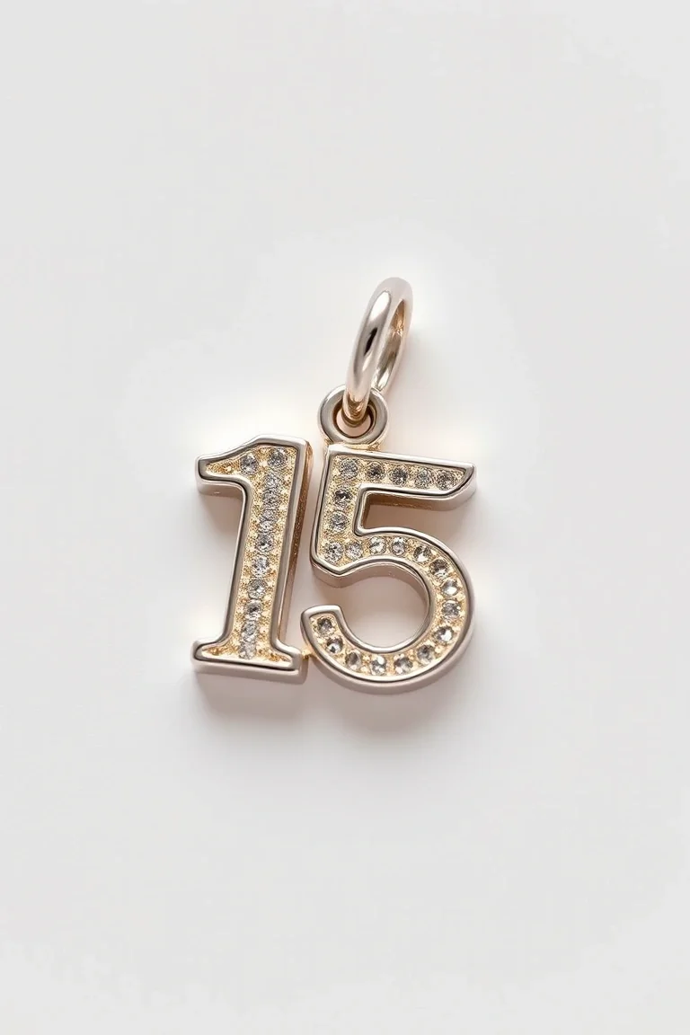14K WHITE GOLD SWEET 15 CHARM