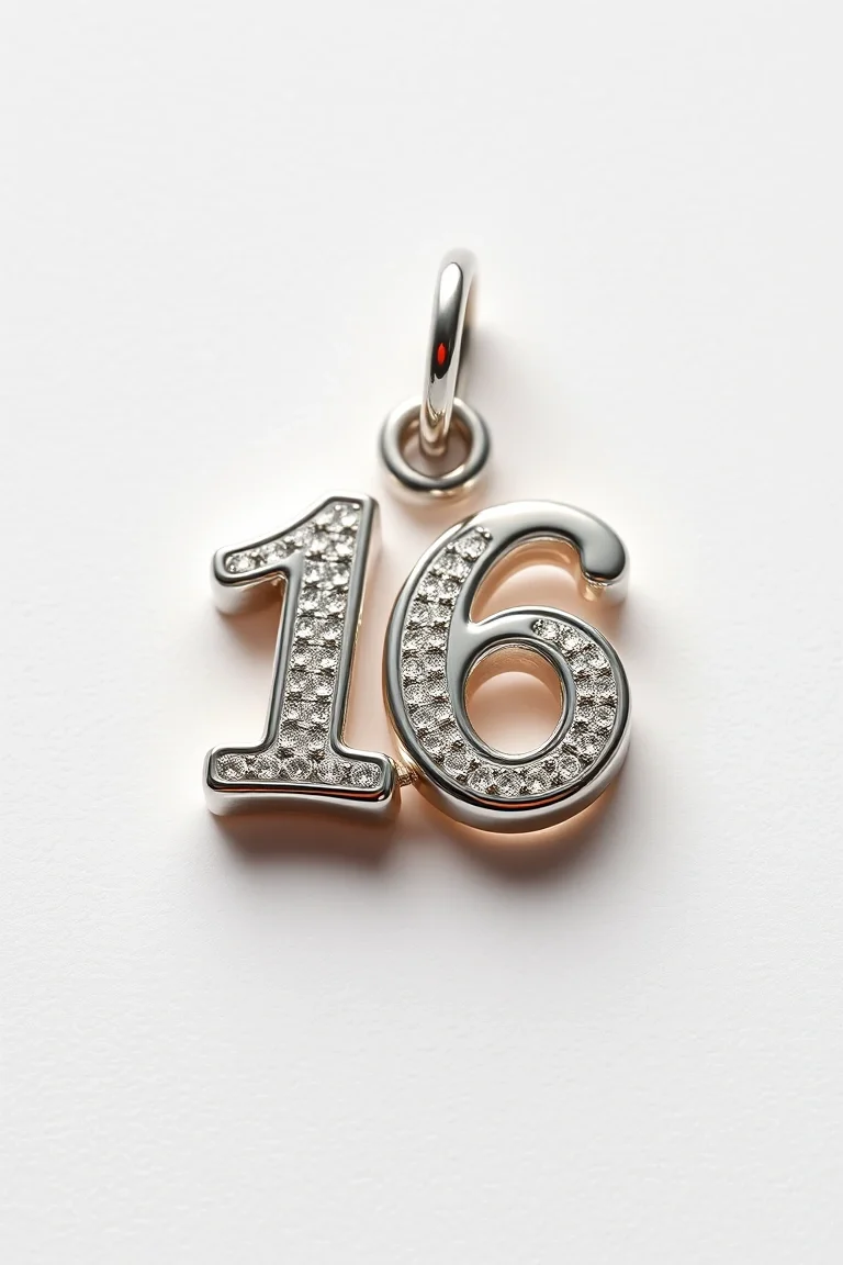 14K WHITE GOLD SWEET 16 CHARM