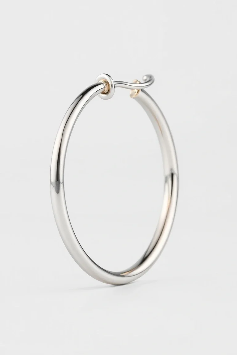 14K WHITE GOLD TUBE HOOP EAR