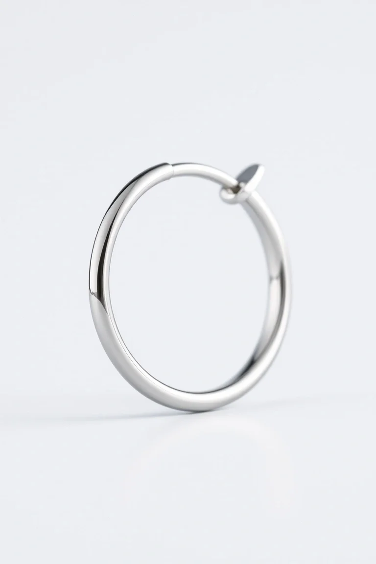 14K White Gold Tube Hoop Earring
