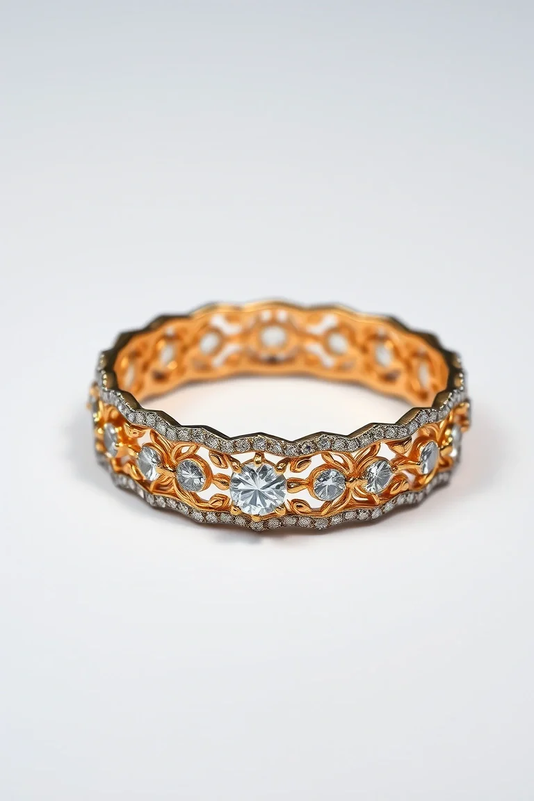 18K Diamond Filigree Band A4 Quality