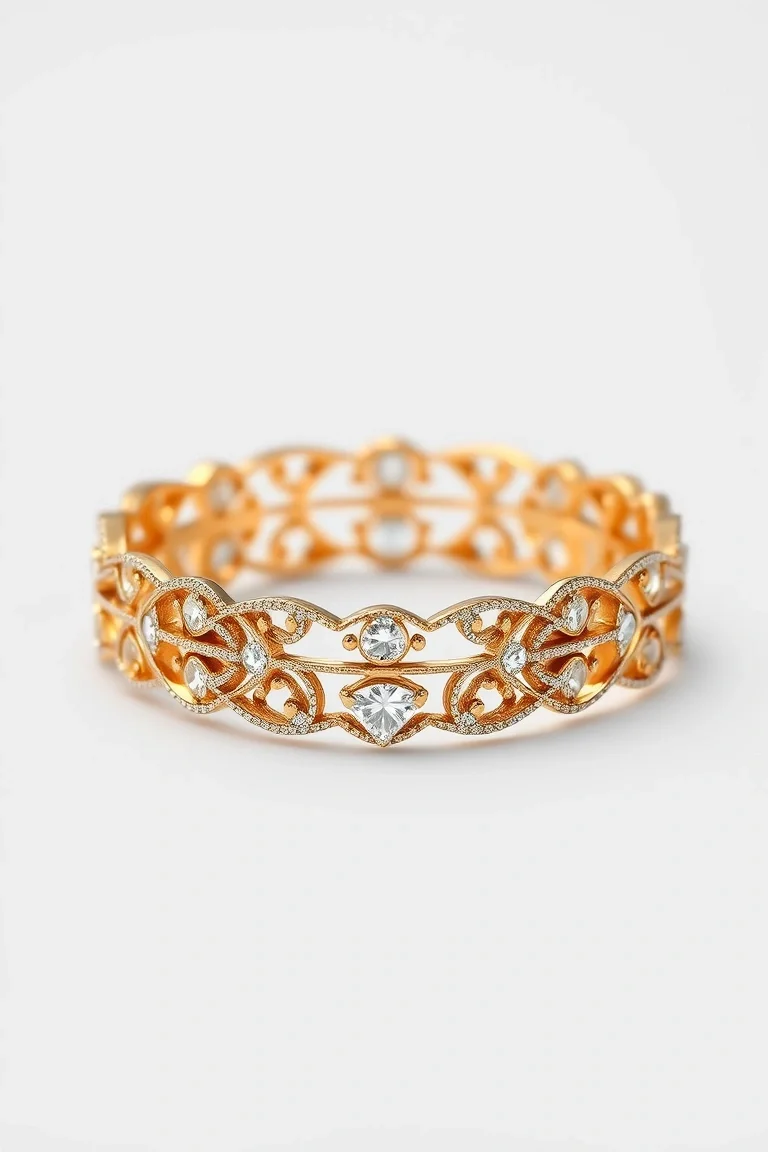 18K Diamond Filigree Band A4 Quality