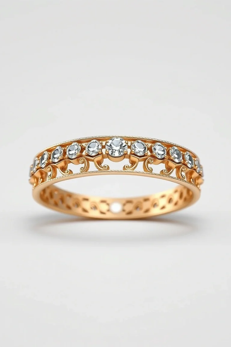 18K Diamond Filigree Band A4 Quality