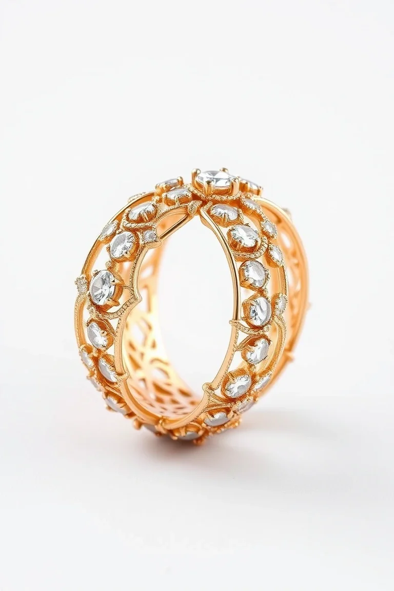 18K Diamond Filigree Band A4 Quality