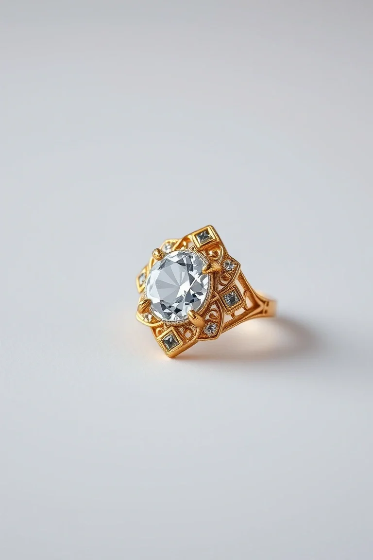 18K Diamond Filigree Ring A4 Quality