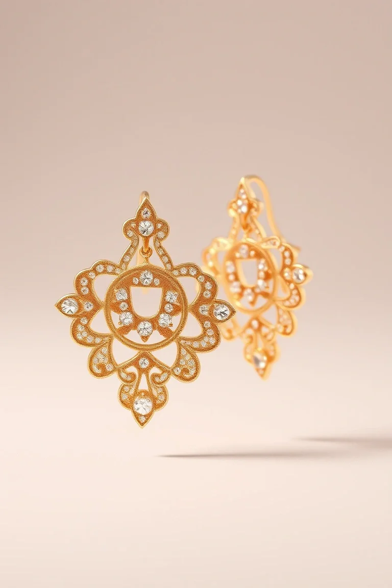 18K Filigree Fancy Earring A4 Quality