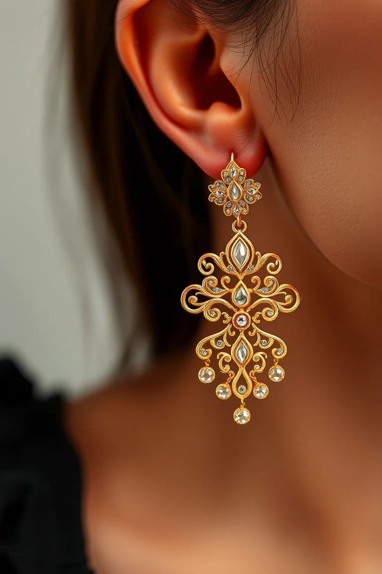 18K Filigree Fancy Earring A4 Quality