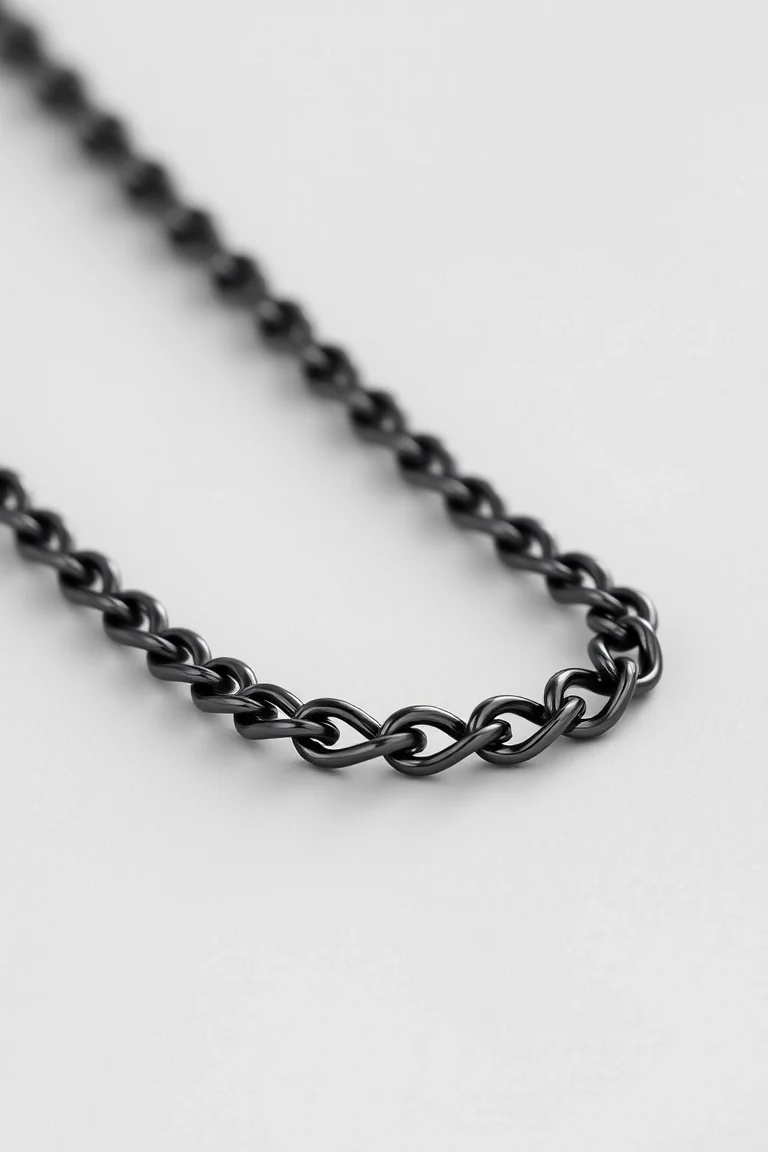3mm Sterling Silver Black Necklace 16 In.