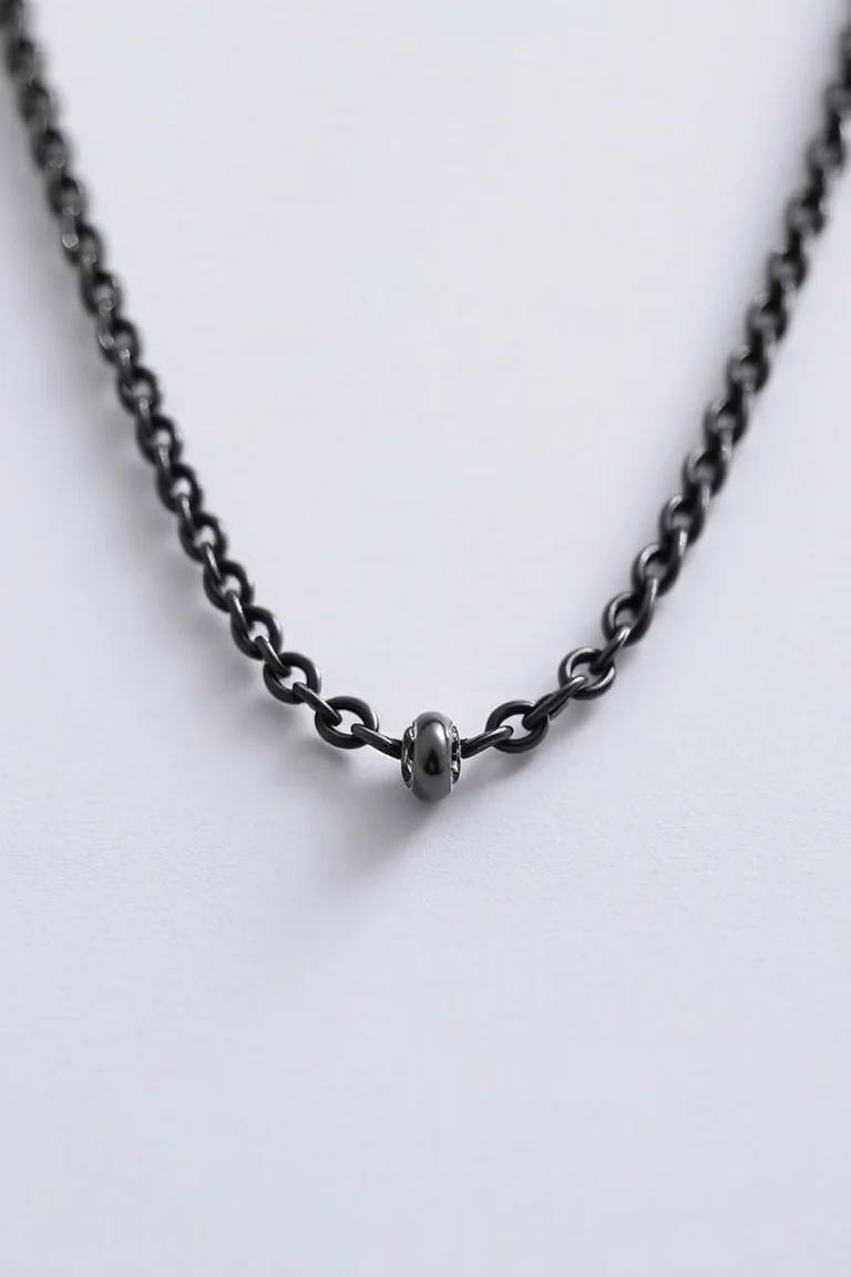 3mm Sterling Silver Black Necklace 18 In.