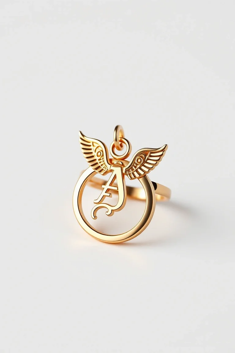 Angel Inital Ring Charm