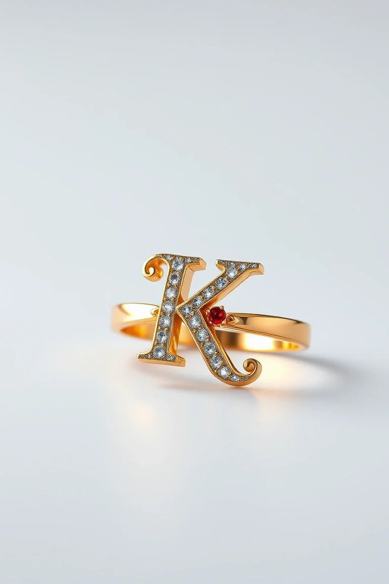 Angel Initial Ring K