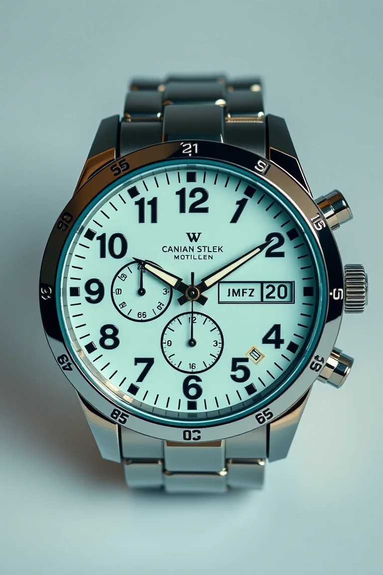 Arabic Numerals, Luminous Hands, Analog-3 Hand & Digital Hr/Min/Sec/Month/Date/Day, Japanese Movement, Stainless Steel Bezel