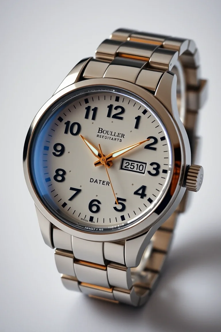 Arabic Numerals, Luminous Hands, Date at 3 o'clock, Japanese Movement, Stainless Steel Bezel