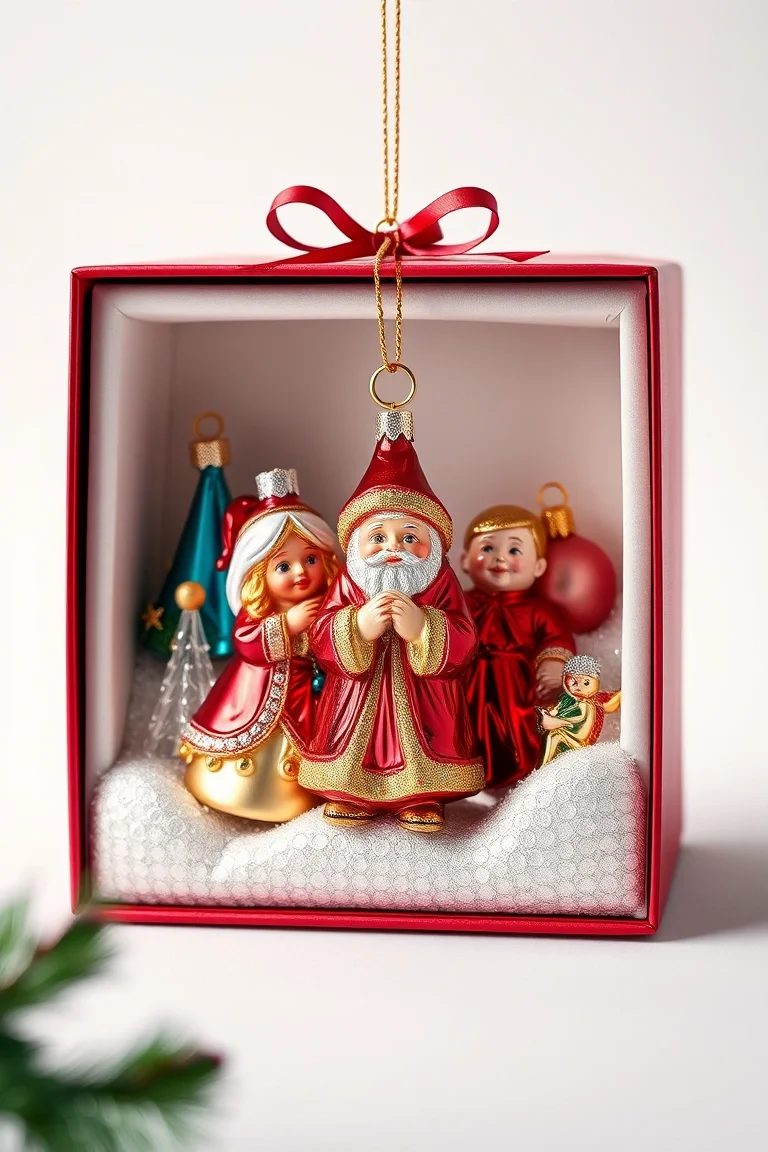 Box Set Of 5 Pc Xmas Carol - Polonaise Collection: Glass Christmas Ornaments