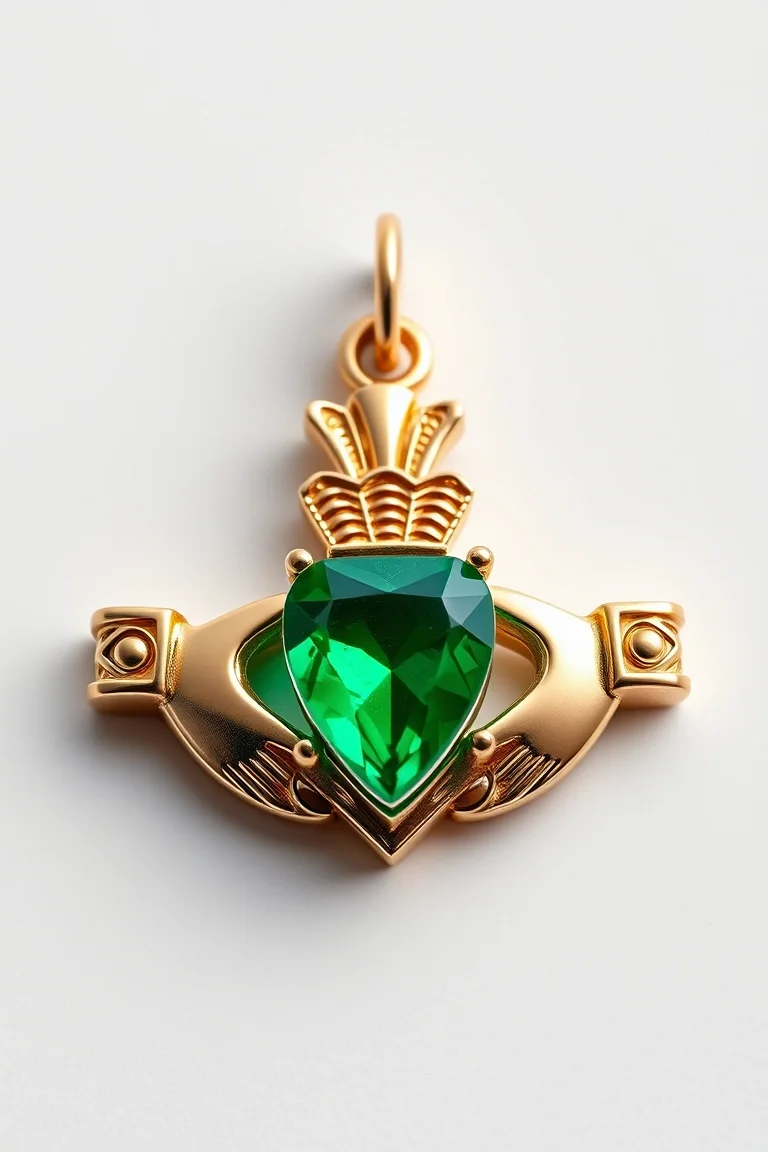 Claddagh Charm With Emerald