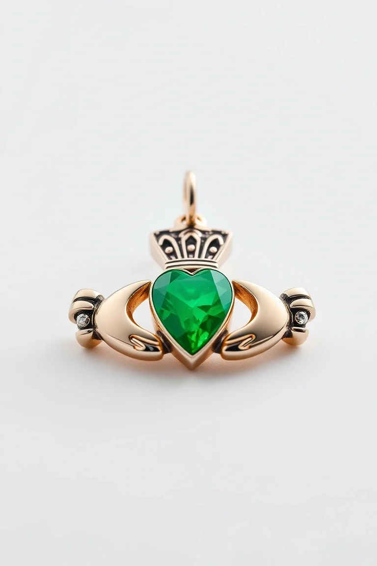 Claddagh Charm With Emerald