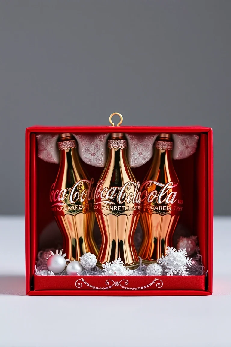 Coca Cola 3 Pc Box Set - Polonaise Collection: Glass Christmas Ornaments