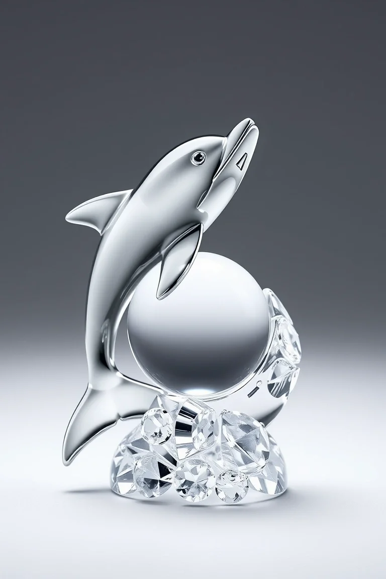 Crystal Dolphin With Ball