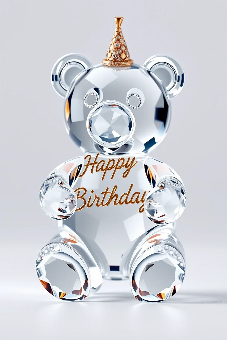 Crystal Happy Birthday Bear
