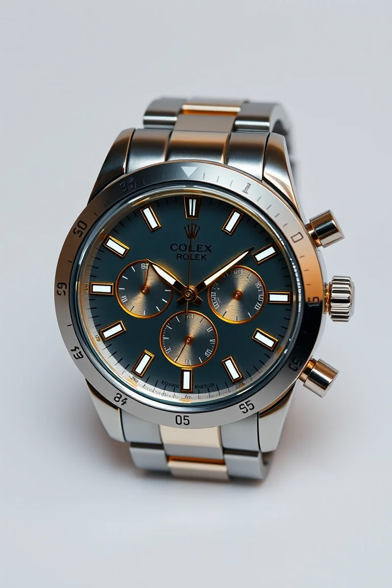 Date At 3 o'clock & Day At 12 o'clock, Luminous Hands & Markers, Two-Tone Stainless Steel Case, 3 Hands Quartz Japanese Movement