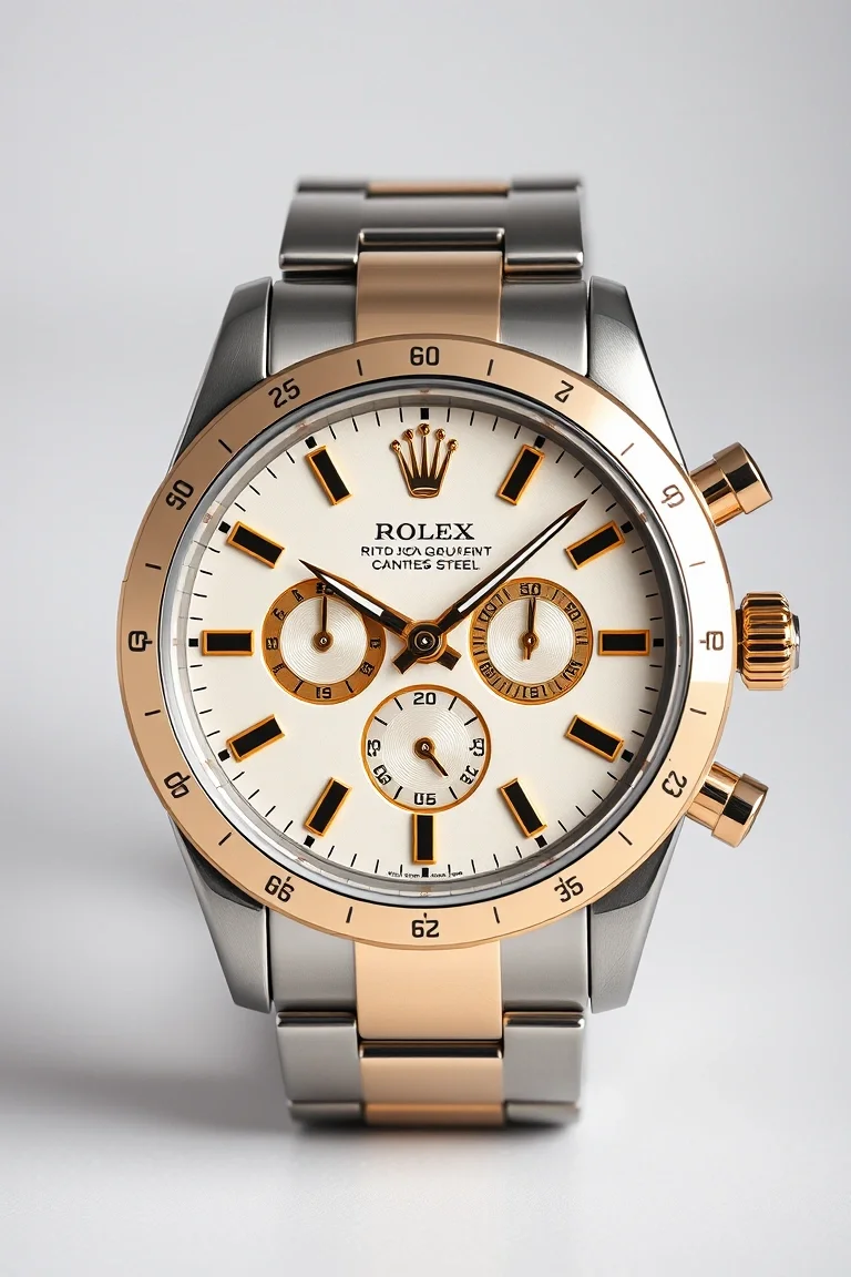 Date At 6 o'clock, Two-Tone Stainless Steel Case, 3 Hands Quartz Japanese Movement