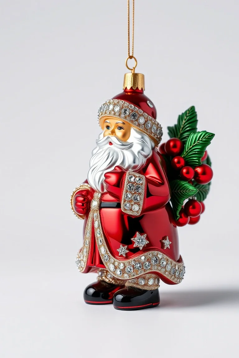 December Santa - Polonaise Collection: Glass Christmas Ornaments