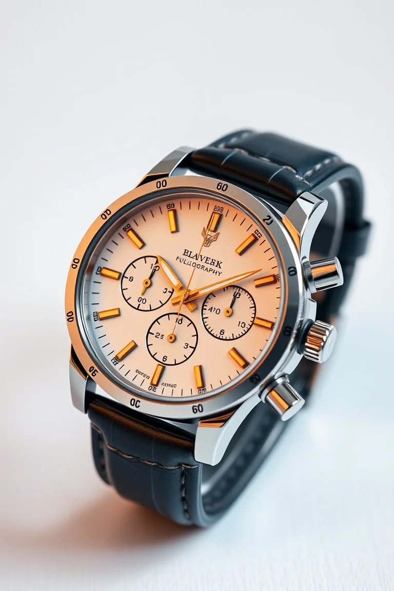 Gent's Full Chronograph Watch/Ceramic White Dial