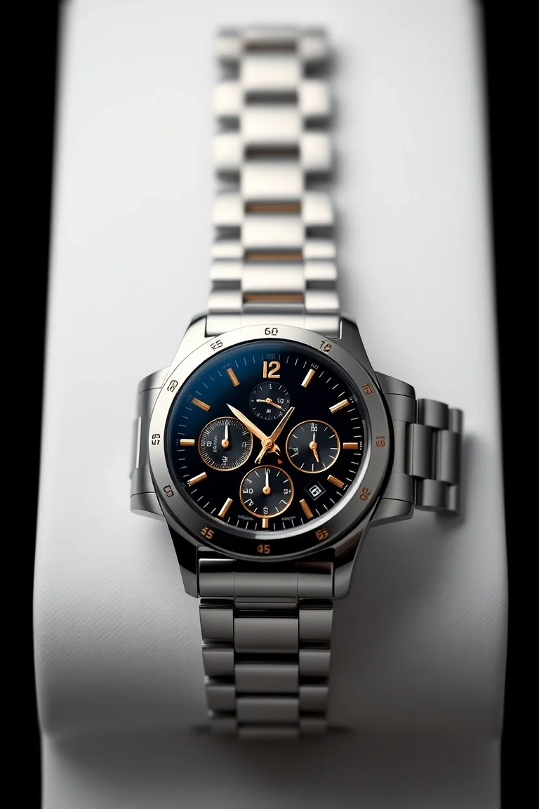 Gents Watch Titanium, Black Dial with Gold Subdials