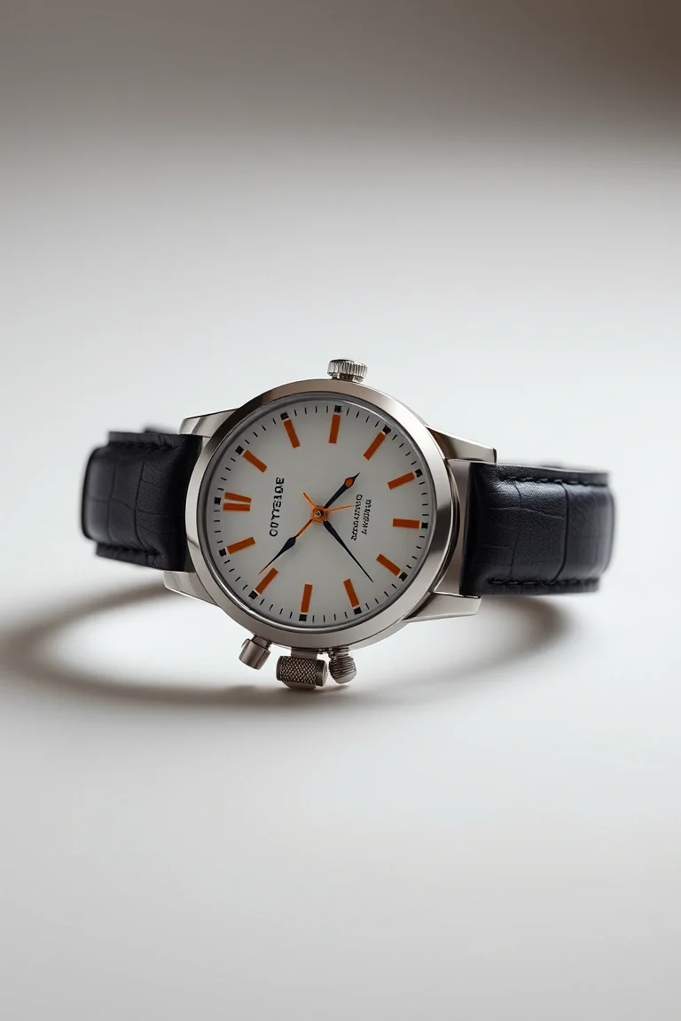 Gent's Watch/White Dial/Leather Band