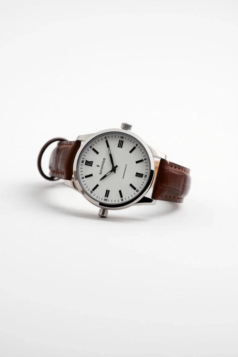 Gent's Watch/White Dial/Leather Strap