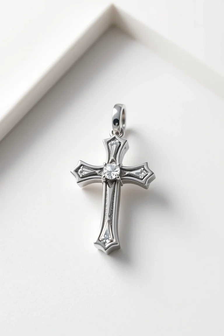 Platinum Cross Charm
