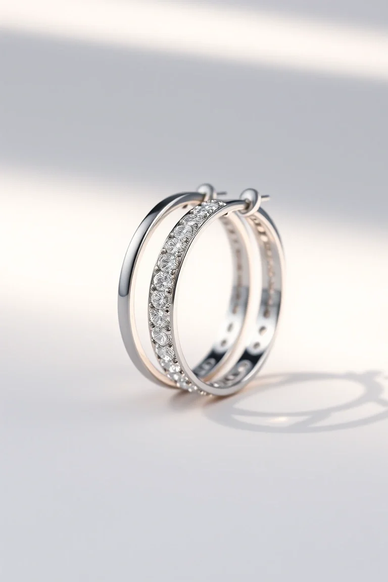 Platinum Hoop Earrings w/Silicon Backs