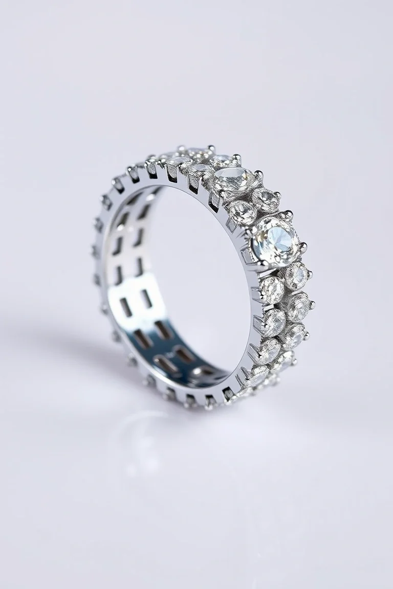 Platinum/Diamond Eternity Band AA Quality