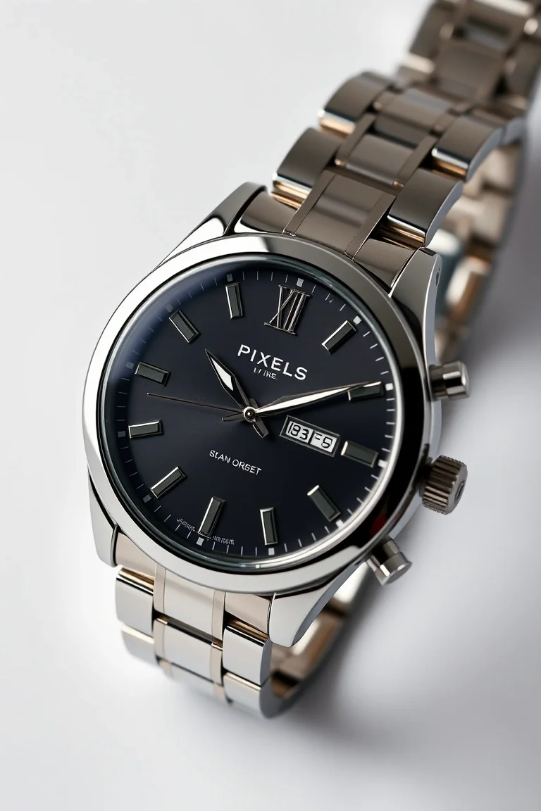 Polished Stainless Steel Unisex Watch by Pixels