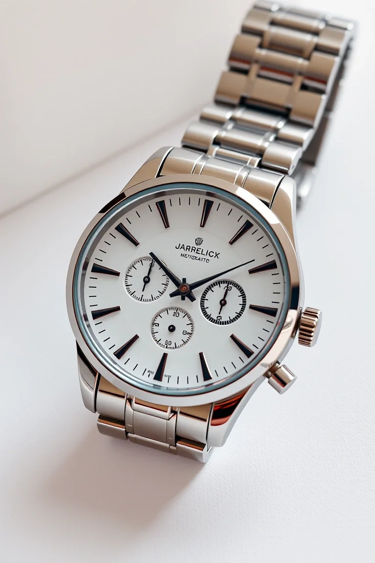 Stainless Steel Case & Bracelet, Chrome Markers, 2 Hands, Japanese Movement, Ceramic White Dial