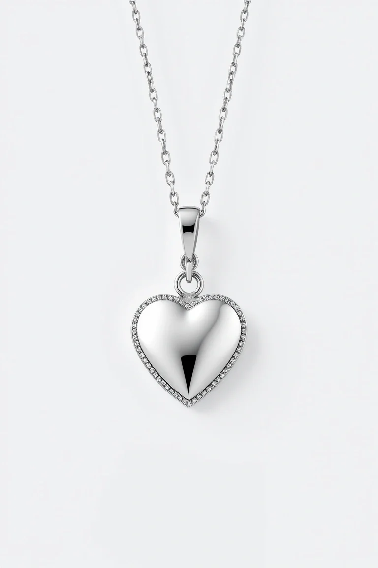 Sterling Heart Necklace 16 In.