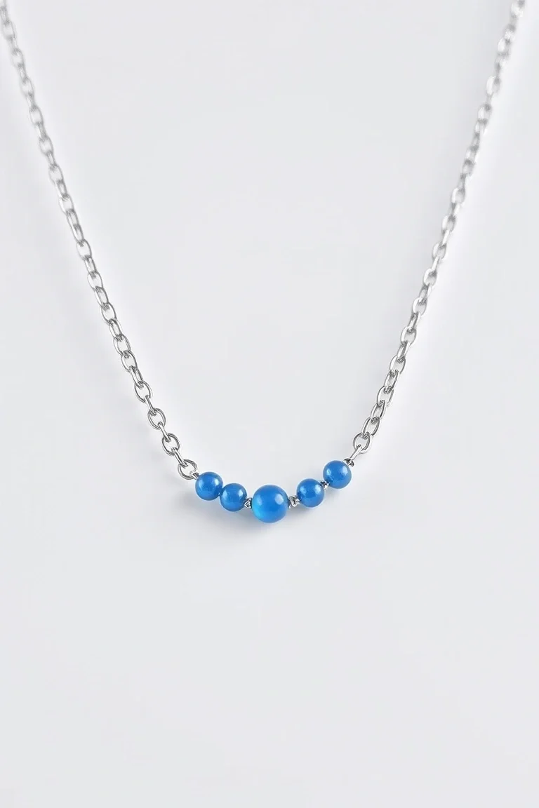 Sterling Silver 3mm Blue Necklace 16 In.