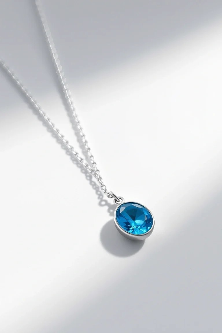 Sterling Silver 3mmm Blue Necklace 18 In.