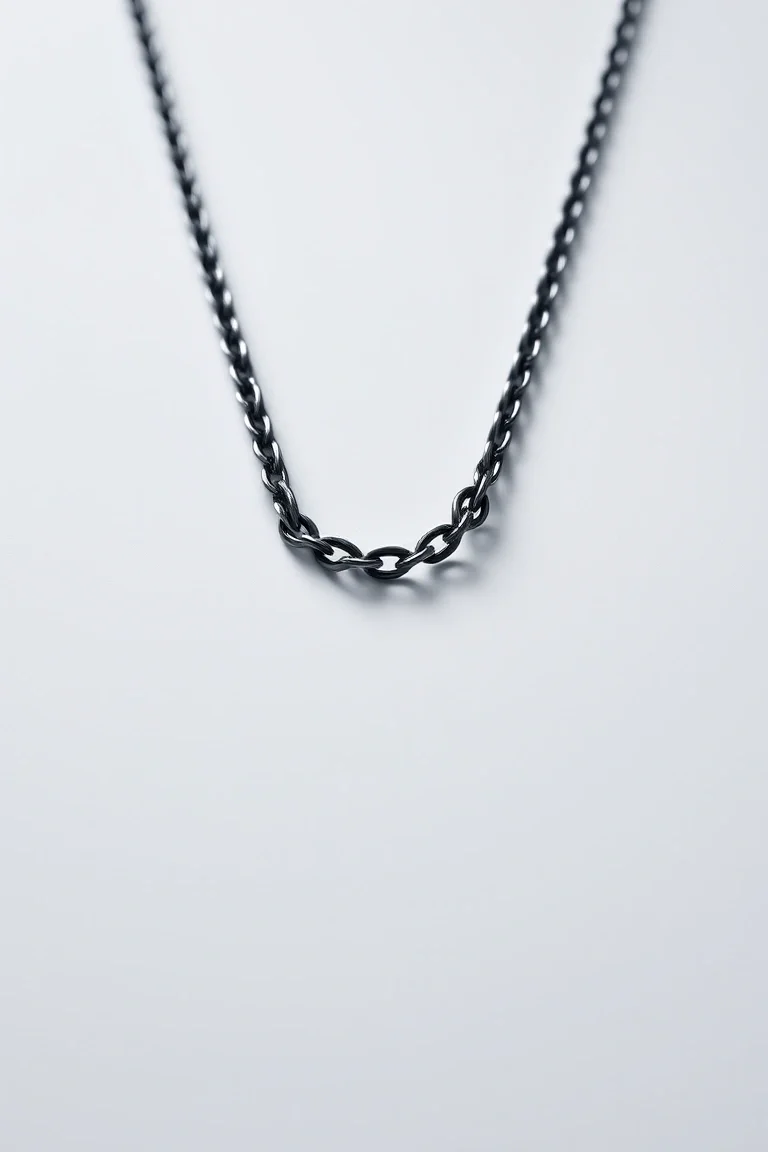 Sterling Silver 5mmm Black Necklace 18 In.