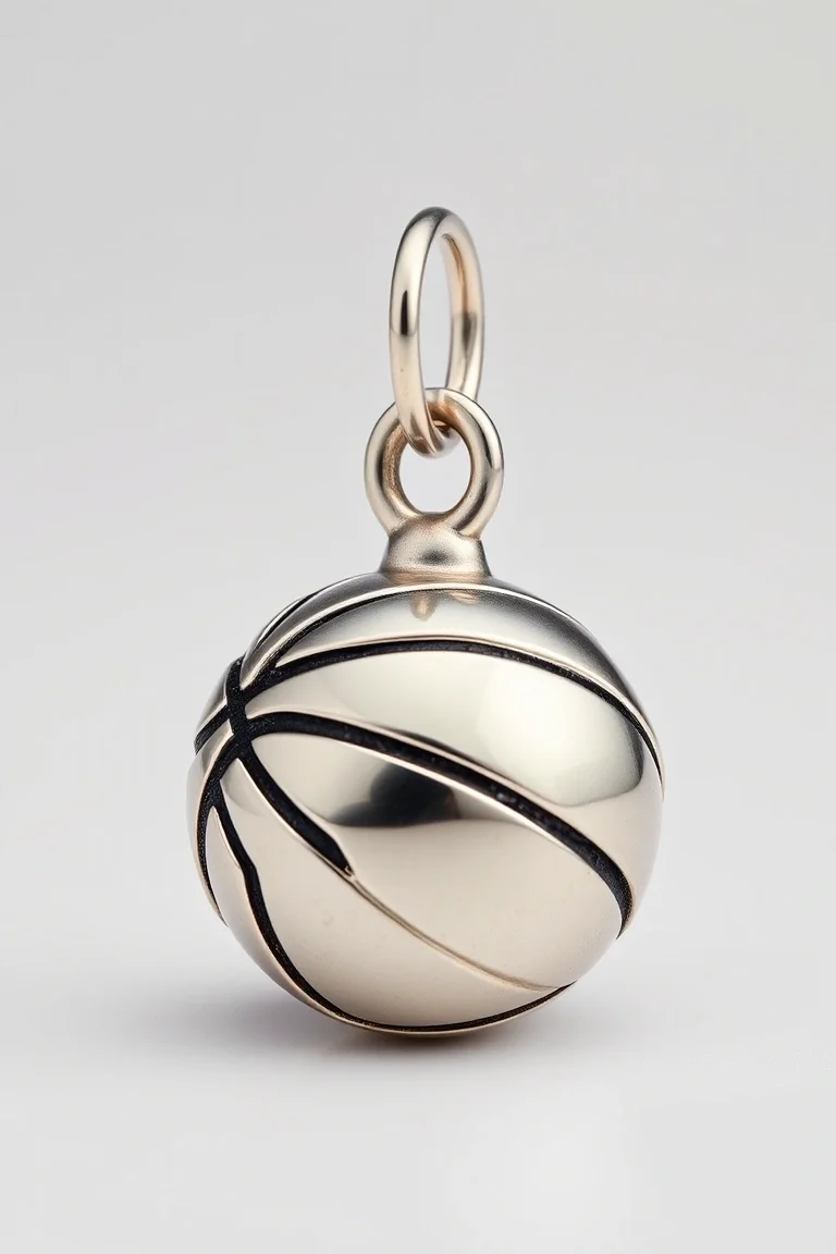 Sterling Silver Basketball Antiqued