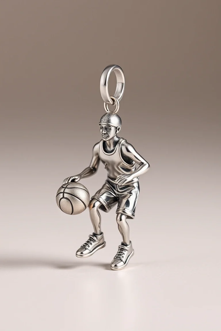 Sterling Silver Basketball Player