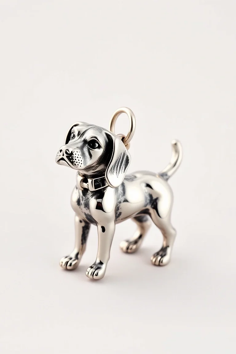 Sterling Silver Beagle Antiqued