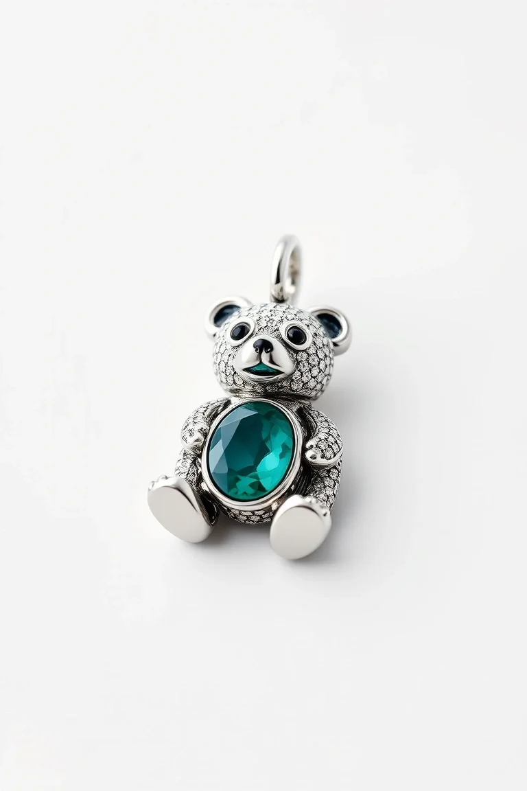 Sterling Silver Bear With Stone