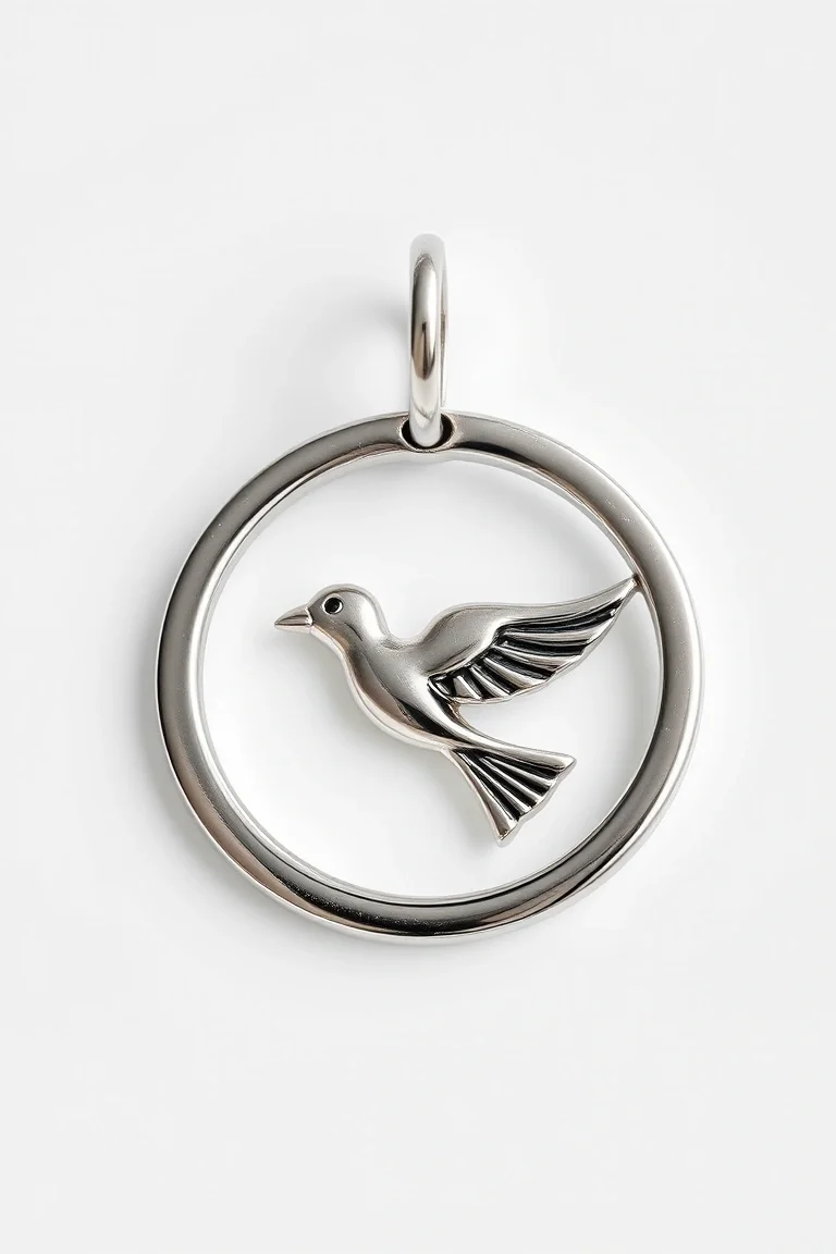 Sterling Silver Bird In Circle