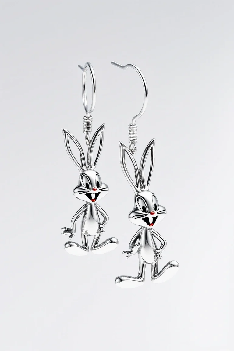 Sterling Silver Bugs Bunny Earrings